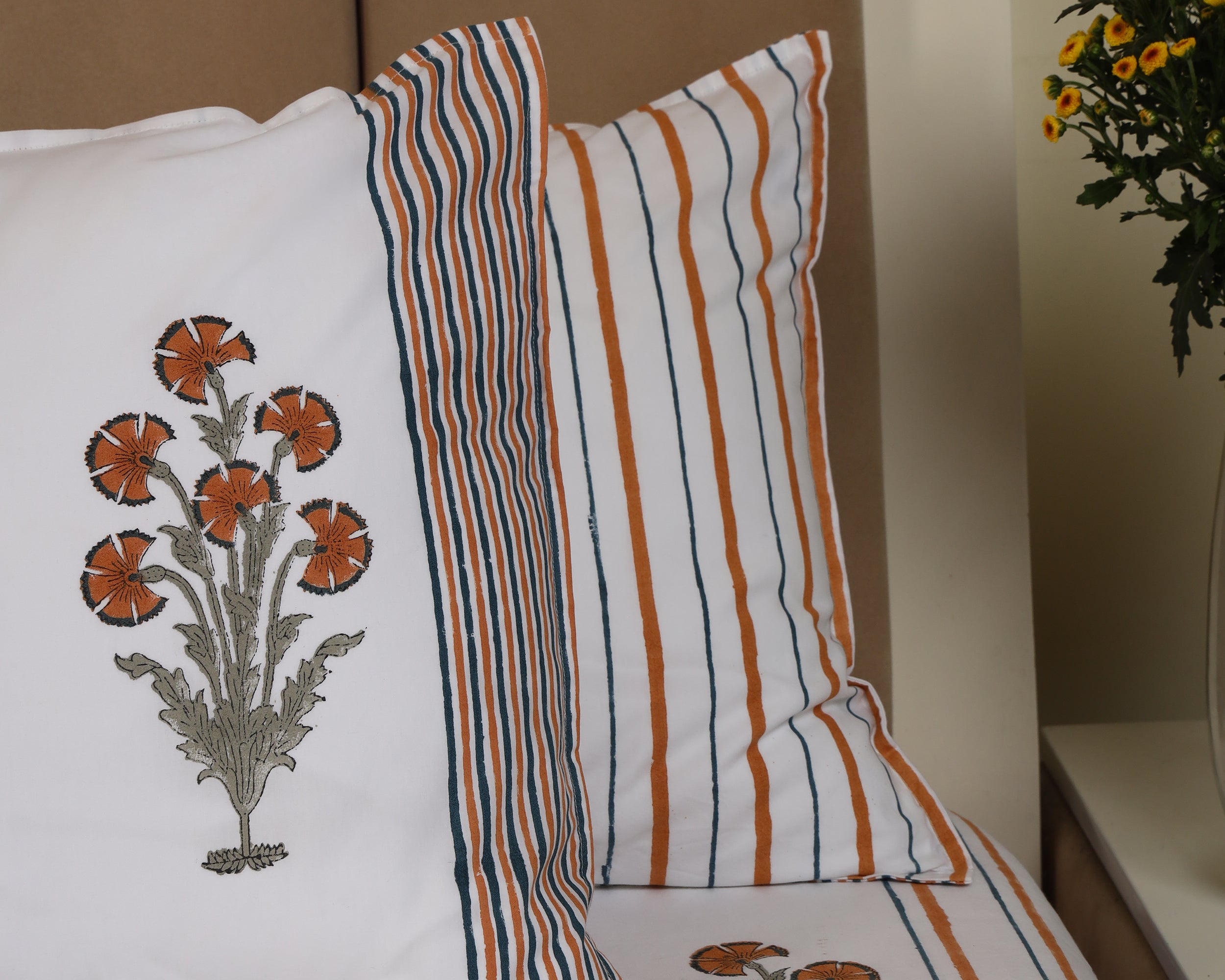 Earthy Elegance Block Print Bedsheet