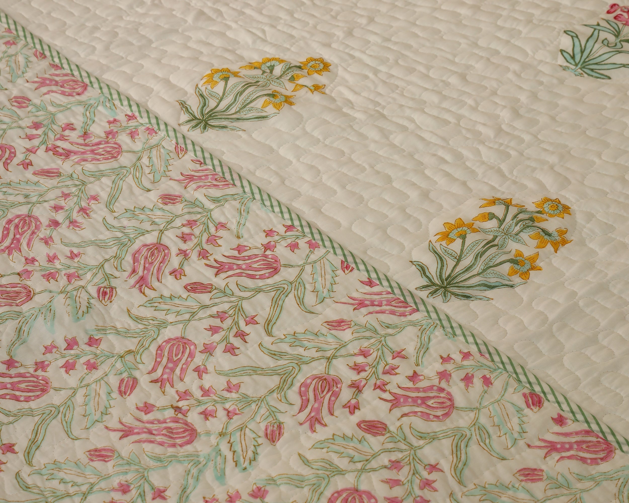 Meadow Blooms Quilted Bedcover Reversible