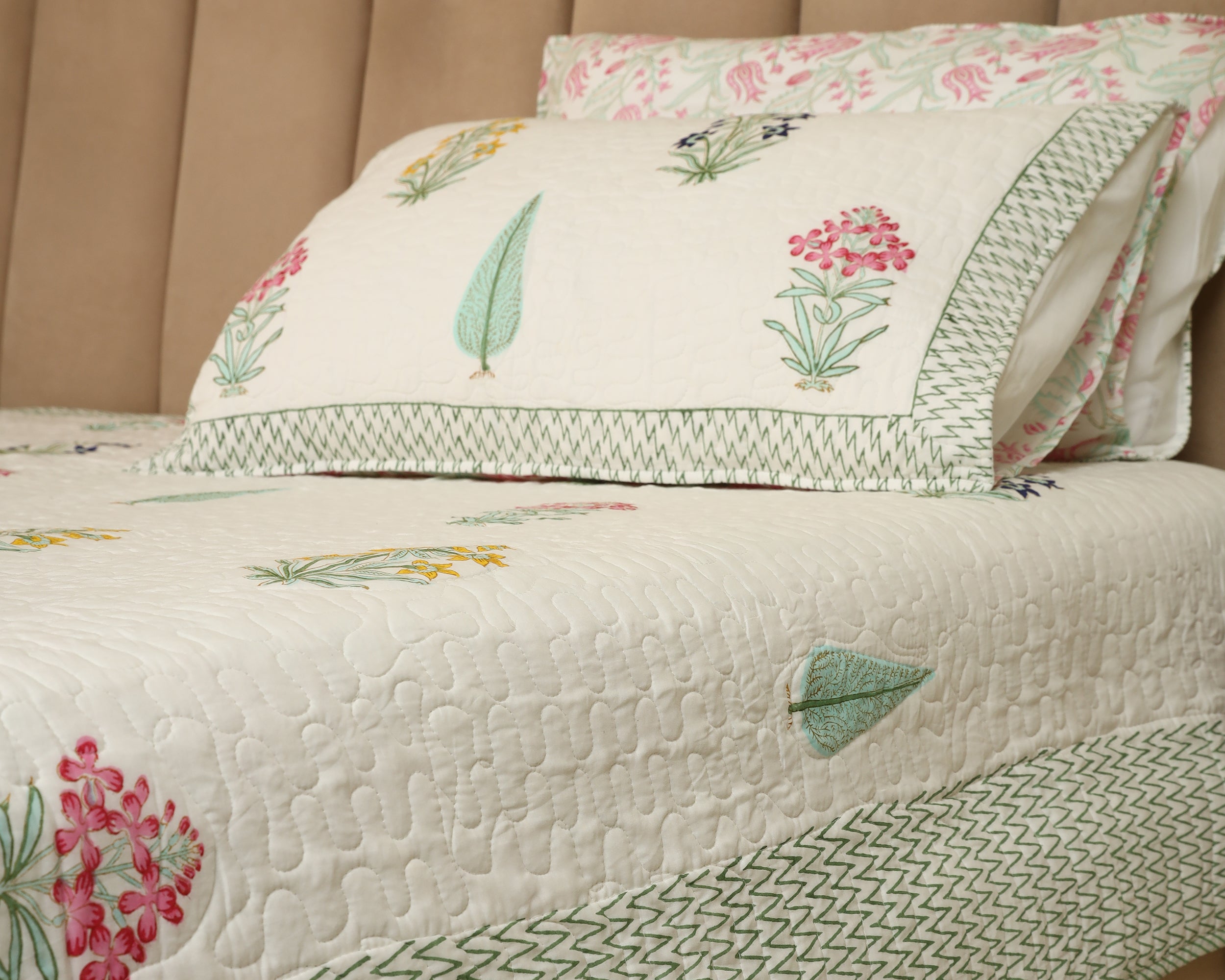 Meadow Blooms Quilted Bedcover Reversible