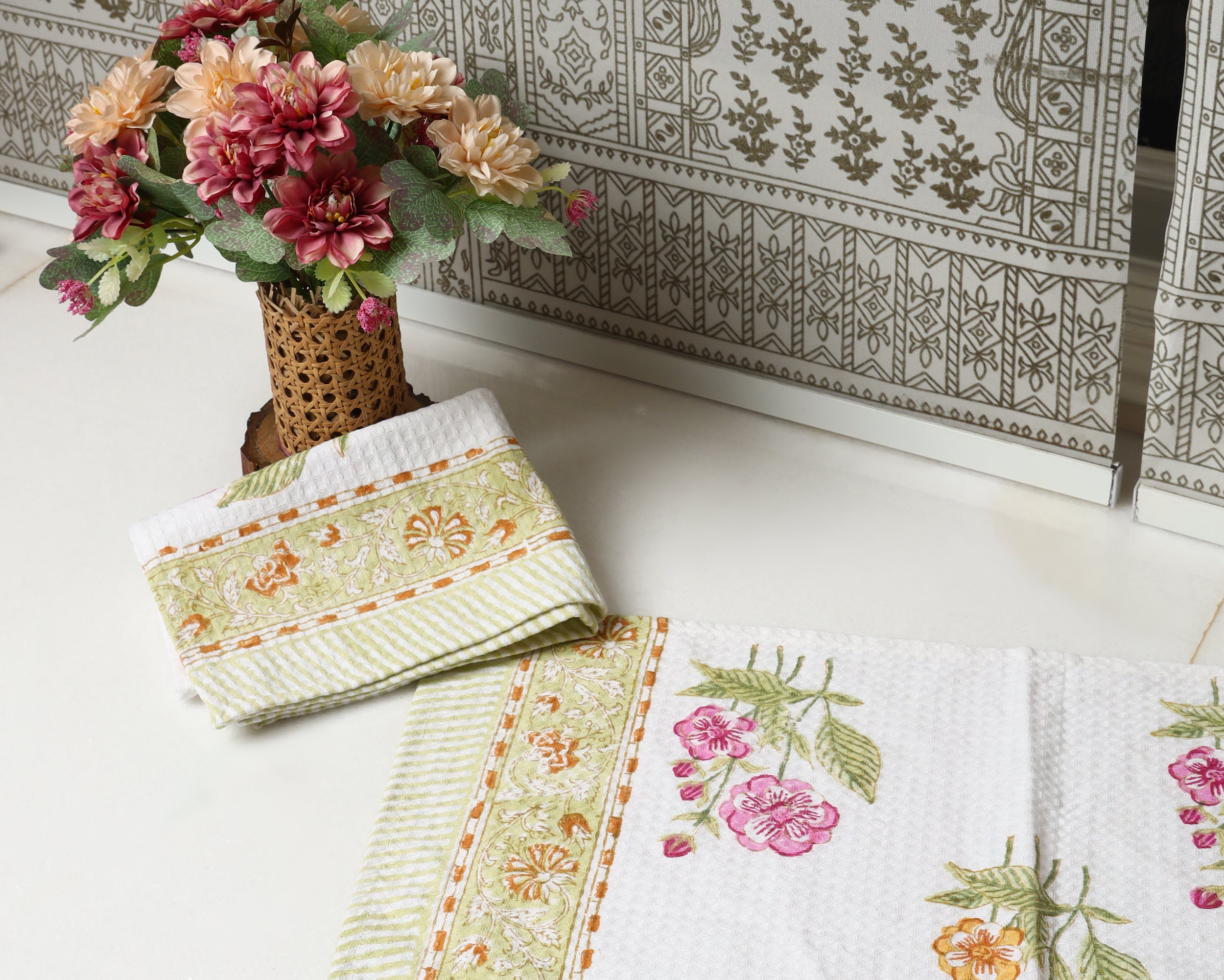 Meadow bloom Waffle Cotton Towel Set