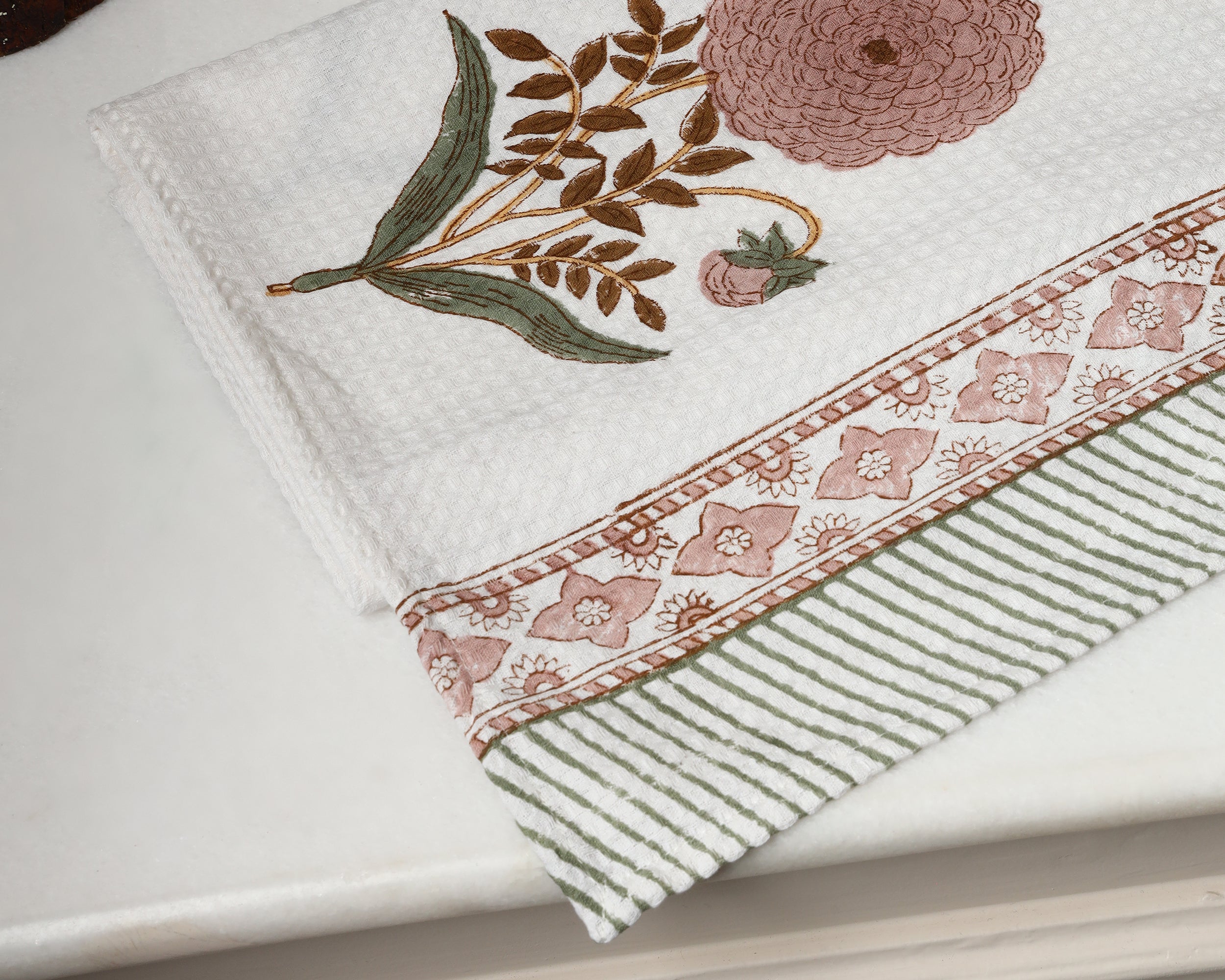 Blush bloom Waffle Cotton Towel Set