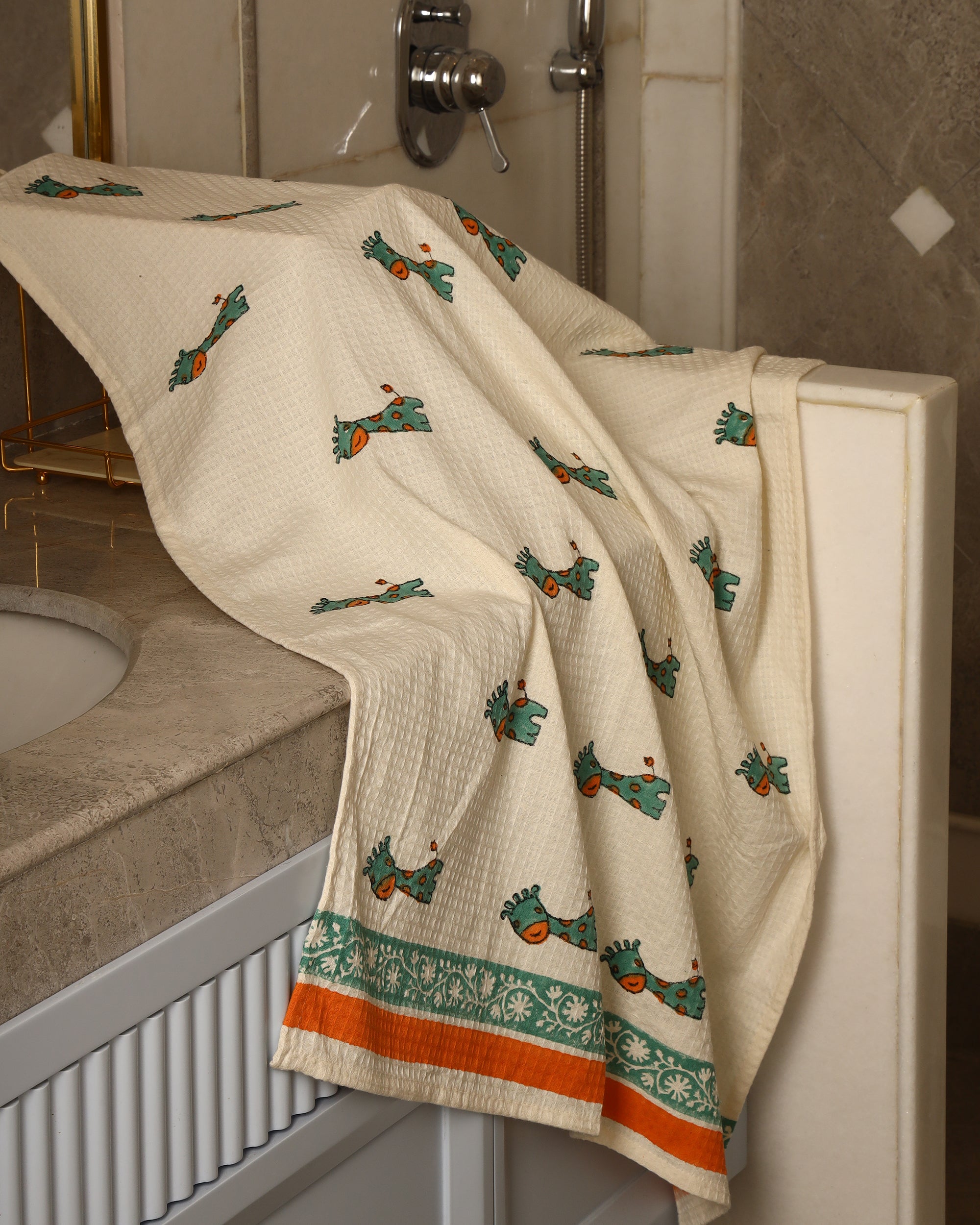 Playful Giraffe Kids  Pure Waffle Cotton Towel