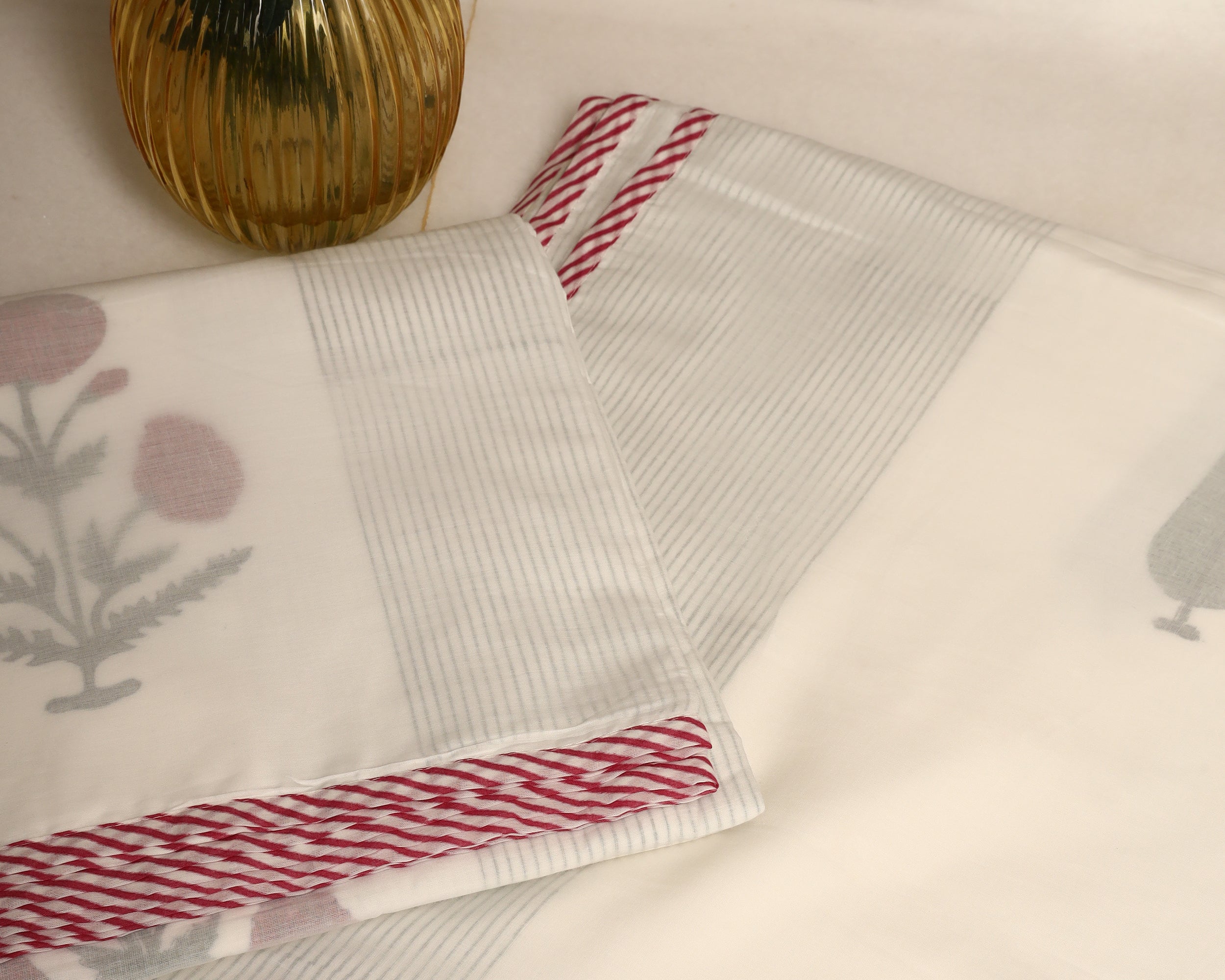 Bloom and Cypress 3D Mulmul Dohar Set of 2